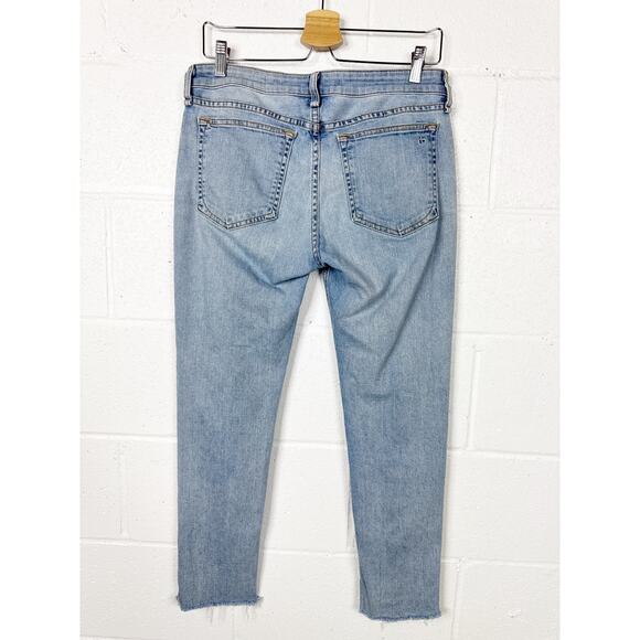 Rag & Bone Dre Low Rise Ankle Slim Boyfriend Jeans Womens 27 Albion Blue Raw Hem - Picture 2 of 7
